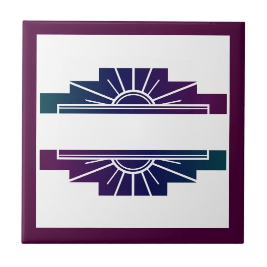 Kunst deco zonelement in donkere kleuren tegeltje (Voorkant)