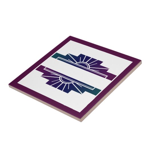 Kunst deco zonelement in donkere kleuren tegeltje (Zijkant)