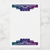 Kunst deco zonelement in donkere regenboog voedselcontainer etiket (Enkel label)