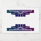 Kunst deco zonelement in donkere regenboog voedselcontainer etiket (Enkel label)