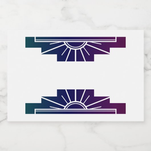 Kunst deco zonelement in donkere regenboog voedselcontainer etiket (Enkel label)