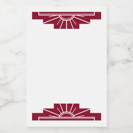 Kunst deco zonelement in donkere sjaal voedselcontainer etiket (Enkel label)