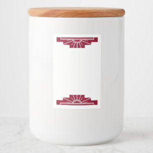 Kunst deco zonelement in donkere sjaal voedselcontainer etiket