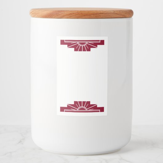 Kunst deco zonelement in donkere sjaal voedselcontainer etiket (Voorkant)