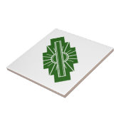 Kunst deco zonelement in donkergroen tegeltje (Zijkant)