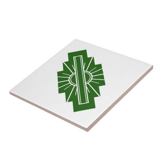 Kunst deco zonelement in donkergroen tegeltje (Zijkant)