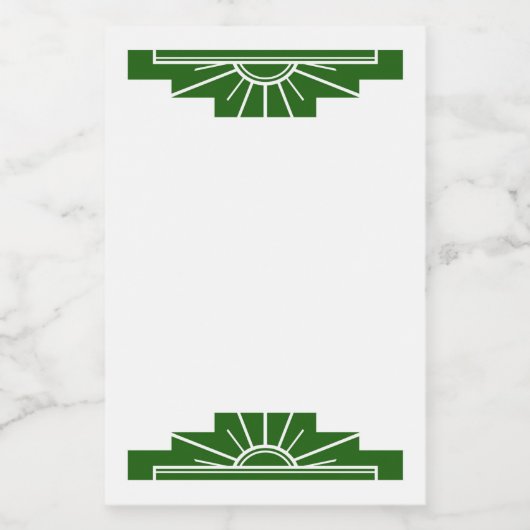 Kunst deco zonelement in donkergroen voedselcontainer etiket (Enkel label)