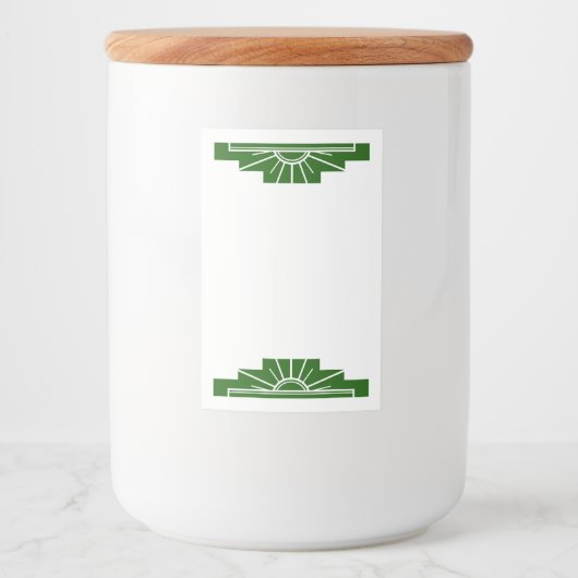 Kunst deco zonelement in donkergroen voedselcontainer etiket (Voorkant)