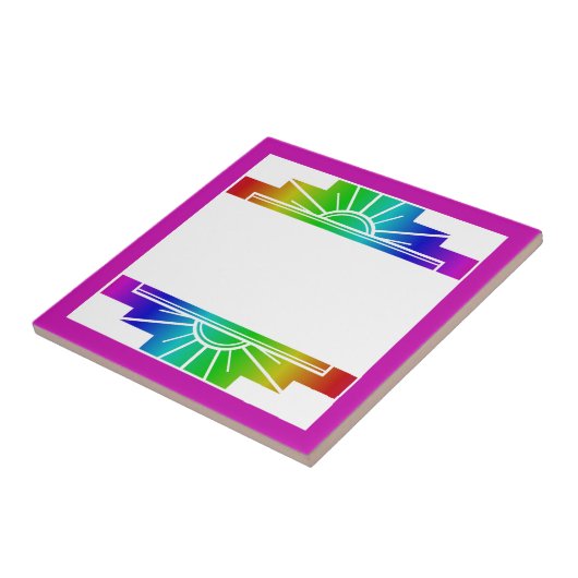 Kunst deco zonelement in regenboog tegeltje (Zijkant)