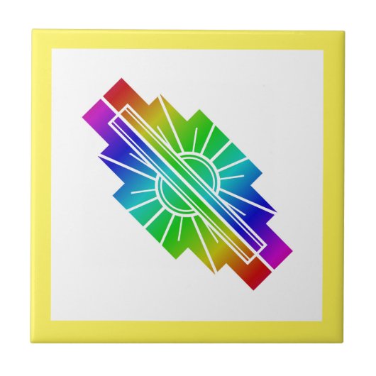 Kunst deco zonelement in regenboog tegeltje (Voorkant)