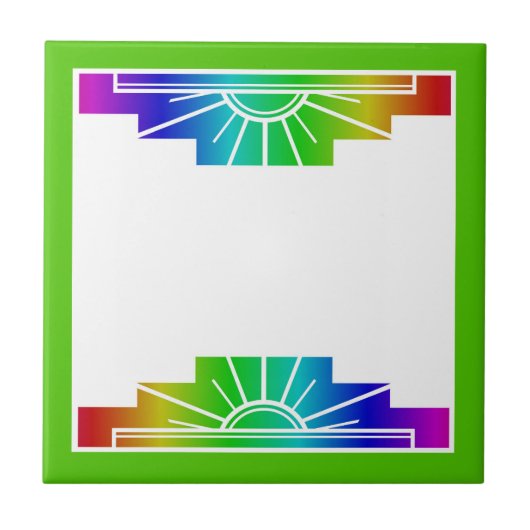 Kunst deco zonelement in regenboog tegeltje (Voorkant)
