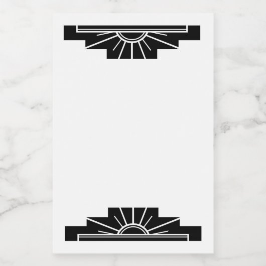 Kunst deco zonelement in zwart voedselcontainer etiket (Enkel label)