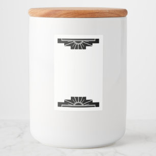 Kunst deco zonelement in zwart voedselcontainer etiket