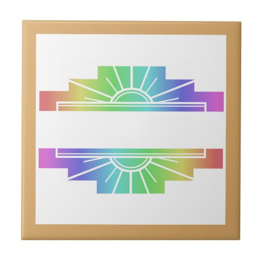Kunst deco zonne-energie in pastels tegeltje (Voorkant)