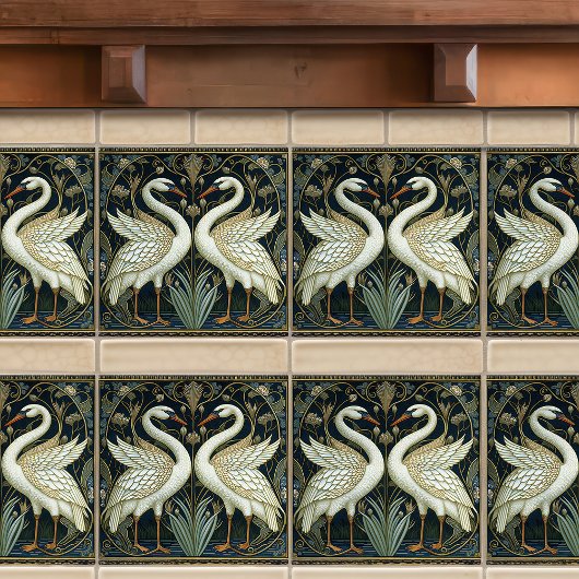 Kunst Deco zwaait wanddecoratie Art Nouveau Swan k Tegeltje