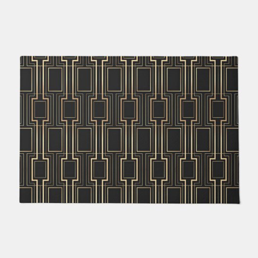 Kunst deco zwart en goud deurmat (Voorkant)