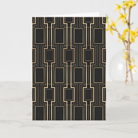 Kunst deco zwart en goud kaart (Gele Bloem)