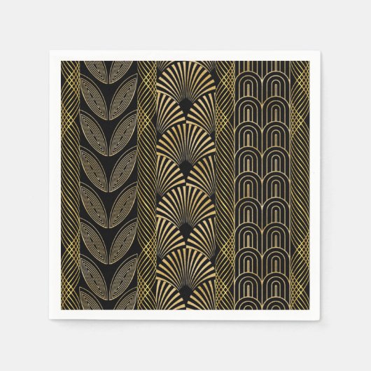 Kunst deco zwart en goud servet (Voorkant)