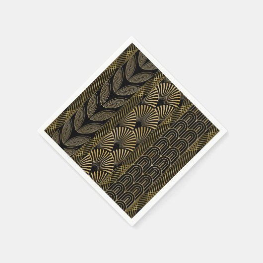 Kunst deco zwart en goud servet (Hoek)