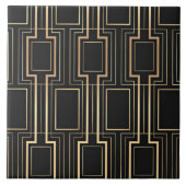 Kunst deco zwart en goud tegeltje (Voorkant)