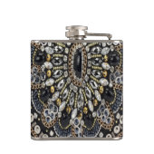 kunst deco zwart - gouden bohemen patroon heupfles (Achterkant)