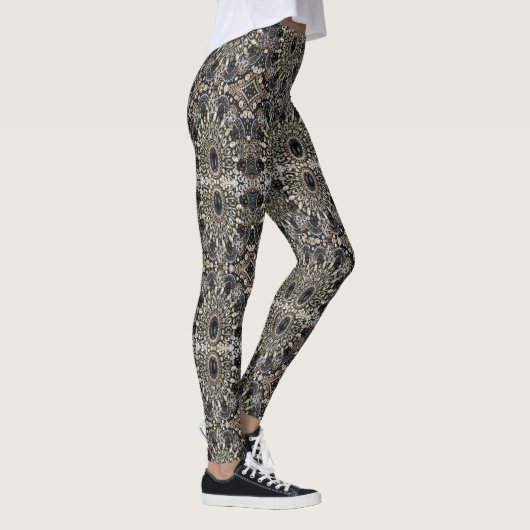 kunst deco zwart - gouden bohemen patroon leggings (Rechts)