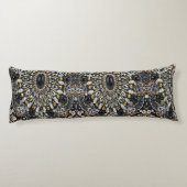 kunst deco zwart - gouden bohemen patroon lichaamskussen (Achterkant)