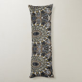 kunst deco zwart - gouden bohemen patroon lichaamskussen (Achterkant (Verticaal))