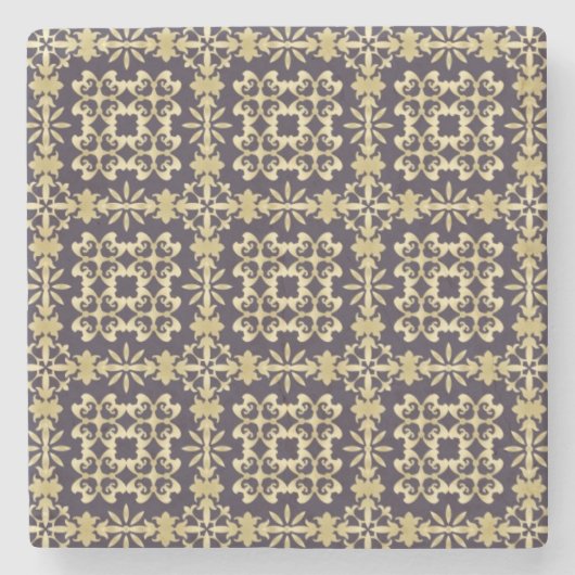 Kunst  demaspatroon, gouden stenen onderzetter (Voorkant)