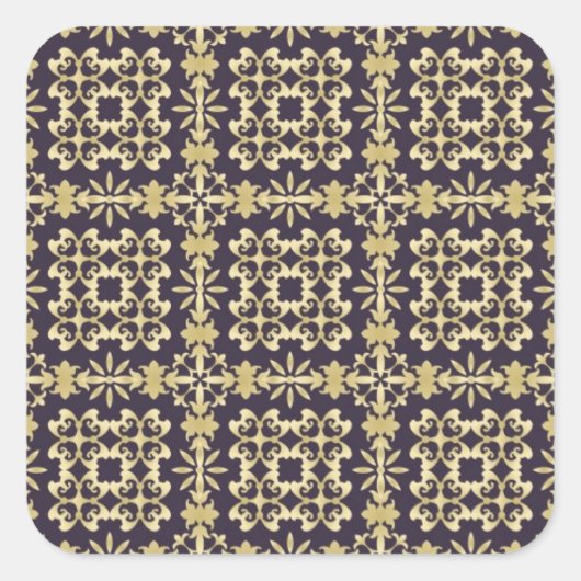 Kunst demaspatroon, gouden vierkante sticker (Voorkant)