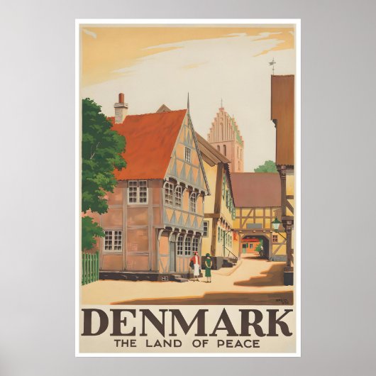 Kunst Denemarken Deense Print Vintage Reisposter (Voorkant)