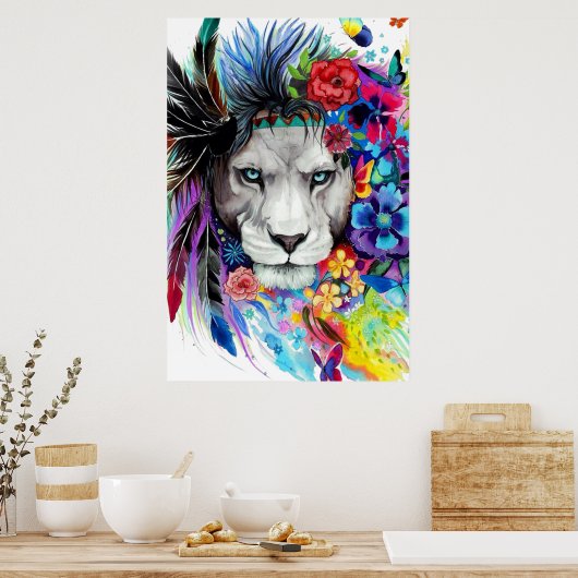 Kunst die poster schildert de leeuw (Keuken)