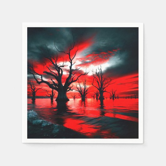 Kunst Donkere Boom Ontwerp Servet (Voorkant)