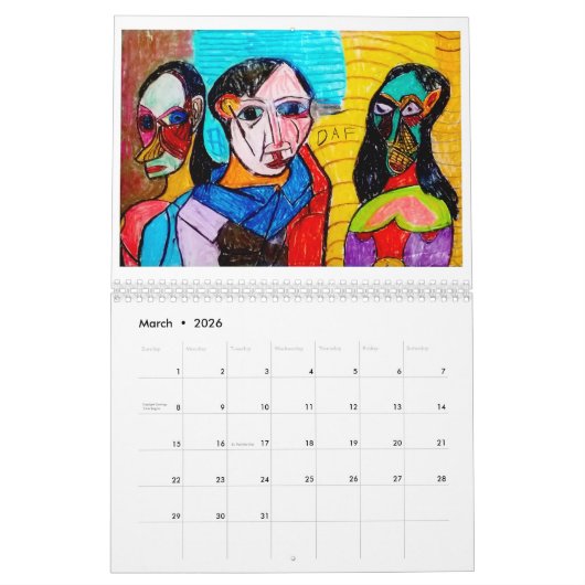 KUNST DOOR DAF 2024 KLEURRIJKE ABSTRACTE KUNSTKALE KALENDER (Mar 2026)