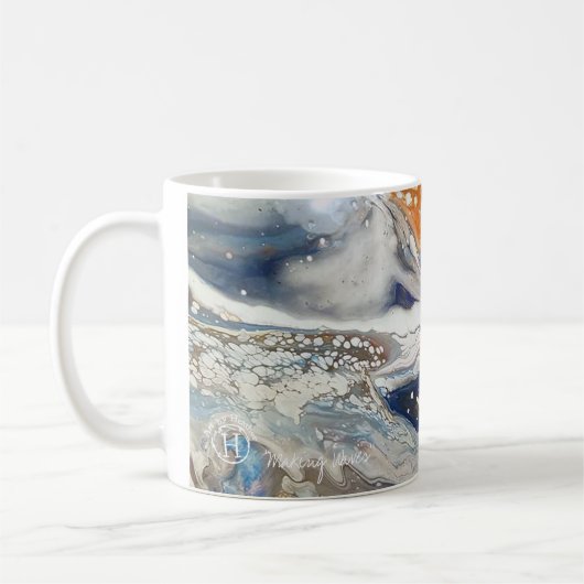 Kunst door Heather schilderen mok met logo en tite (Links)