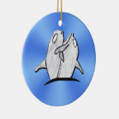 Kunst door kinderen - Dolphins Hugging - Blauwe Or Keramisch Ornament (Rechts)