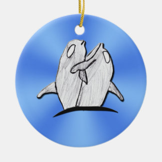 Kunst door kinderen - Dolphins Hugging - Blauwe Or Keramisch Ornament