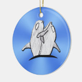 Kunst door kinderen - Dolphins Hugging - Blauwe Or Keramisch Ornament (Links)