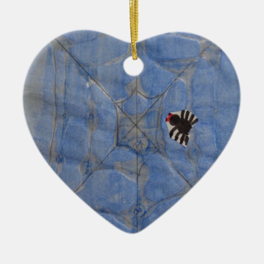 Kunst door kinderen, spin met cobweb, tekenen keramisch ornament (Voorkant)