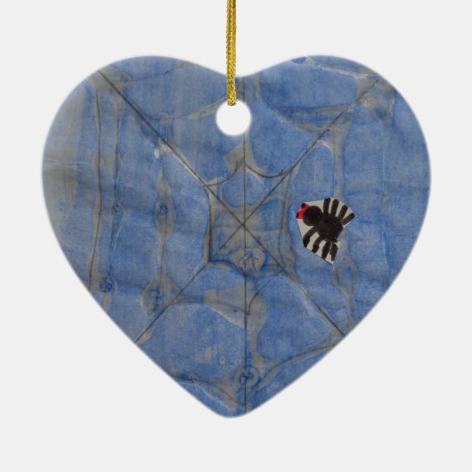 Kunst door kinderen, spin met cobweb, tekenen keramisch ornament (Achterkant)