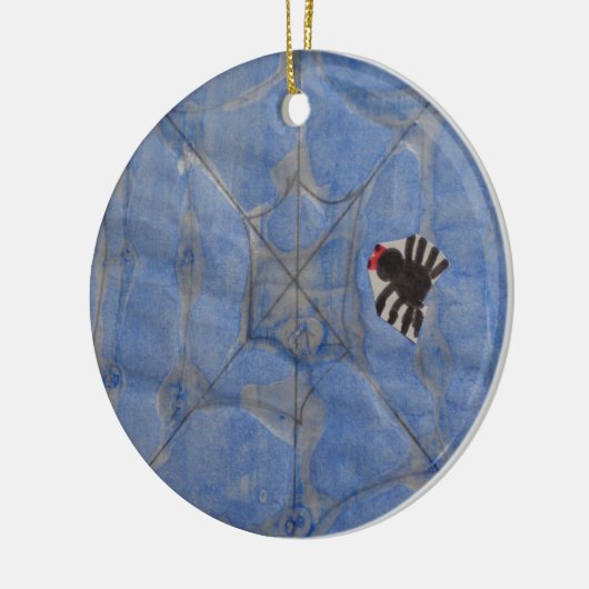 Kunst door kinderen, spin met cobweb, tekenen keramisch ornament (Links)