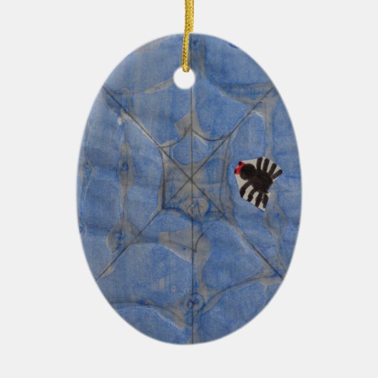 Kunst door kinderen, spin met cobweb, tekenen keramisch ornament (Voorkant)