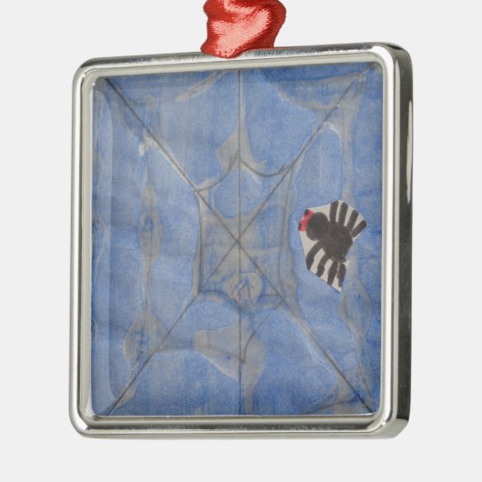 Kunst door kinderen, spin met cobweb, tekenen metalen ornament (Links)