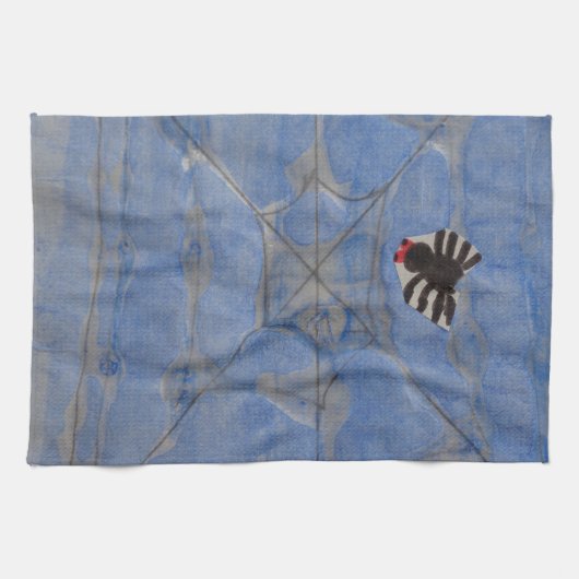 Kunst door kinderen, spin met cobweb, tekenen theedoek (Horizontaal)