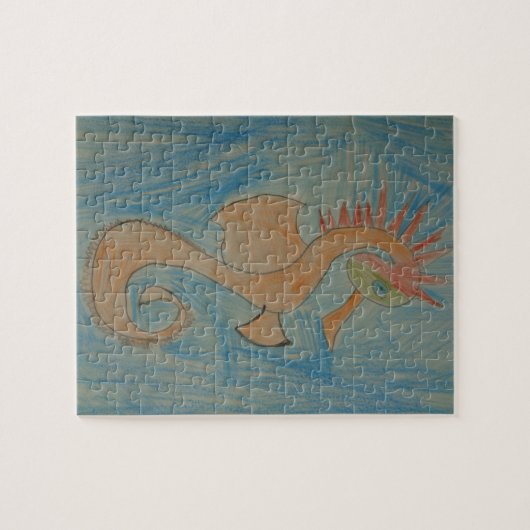 Kunst door kinderen, zeepaardje, puzzel legpuzzel (Horizontaal)