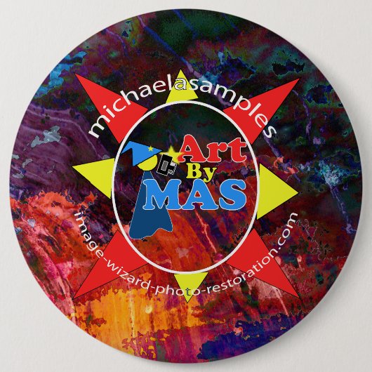Kunst door MAS logo speld Ronde Button 6,0 Cm (Voorkant)