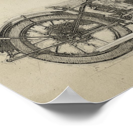 Kunst drukt Klassieke motorfiets af Poster (Hoek)
