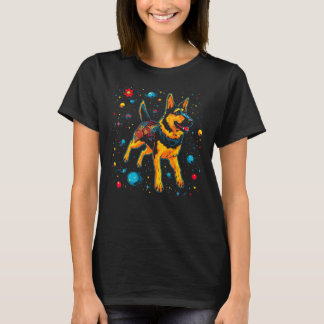 Kunst Duitse Herder Hond Buitenruimte Galaxy T-shirt