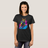 Kunst Duitse Herder Hond Snowboard T-shirt (Voorkant volledig)