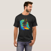Kunst Duitse Herdershond Cool Surfen T-shirt (Voorkant volledig)
